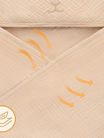 Mousseline badcape met capuchon LIONELO – 100% natuurlijk – 80 x 80 cm – Vanaf de eerste levensdag