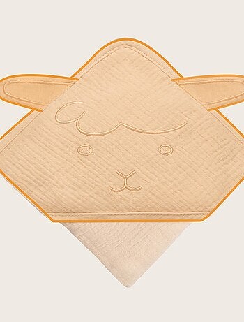 Mousseline badcape met capuchon LIONELO – 100% natuurlijk – 80 x 80 cm – Vanaf de eerste levensdag