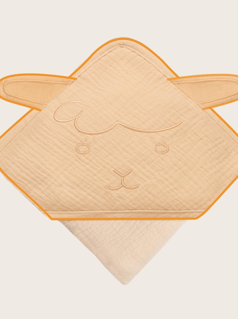 Mousseline badcape met capuchon LIONELO – 100% natuurlijk – 80 x 80 cm – Vanaf de eerste levensdag Grijsbeige - Kiabi