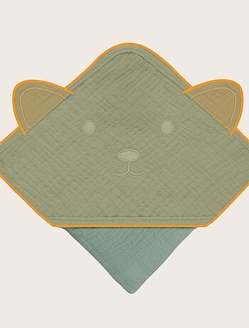 Mousseline badcape met capuchon LIONELO – 100% natuurlijk – 80 x 80 cm – Vanaf de eerste levensdag