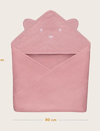 Mousseline badcape met capuchon LIONELO – 100% natuurlijk – 80 x 80 cm – Vanaf de eerste levensdag