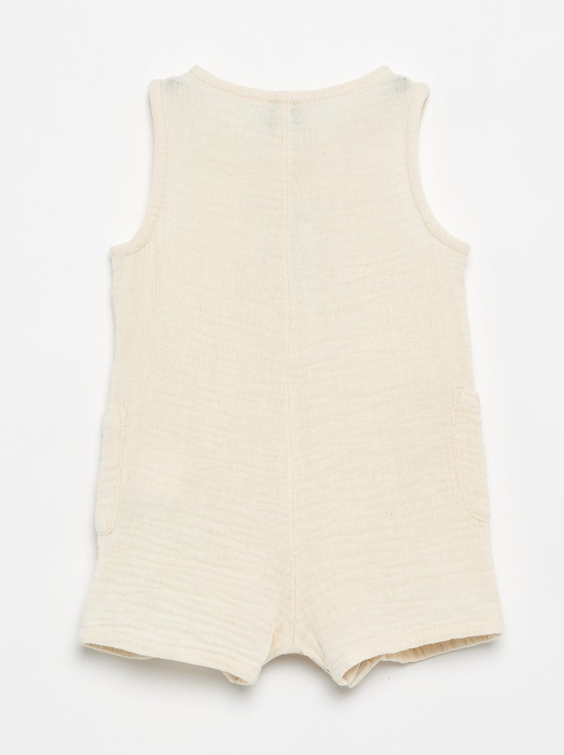Mouwloos boxpakje van mousseline katoen Beige - Kiabi