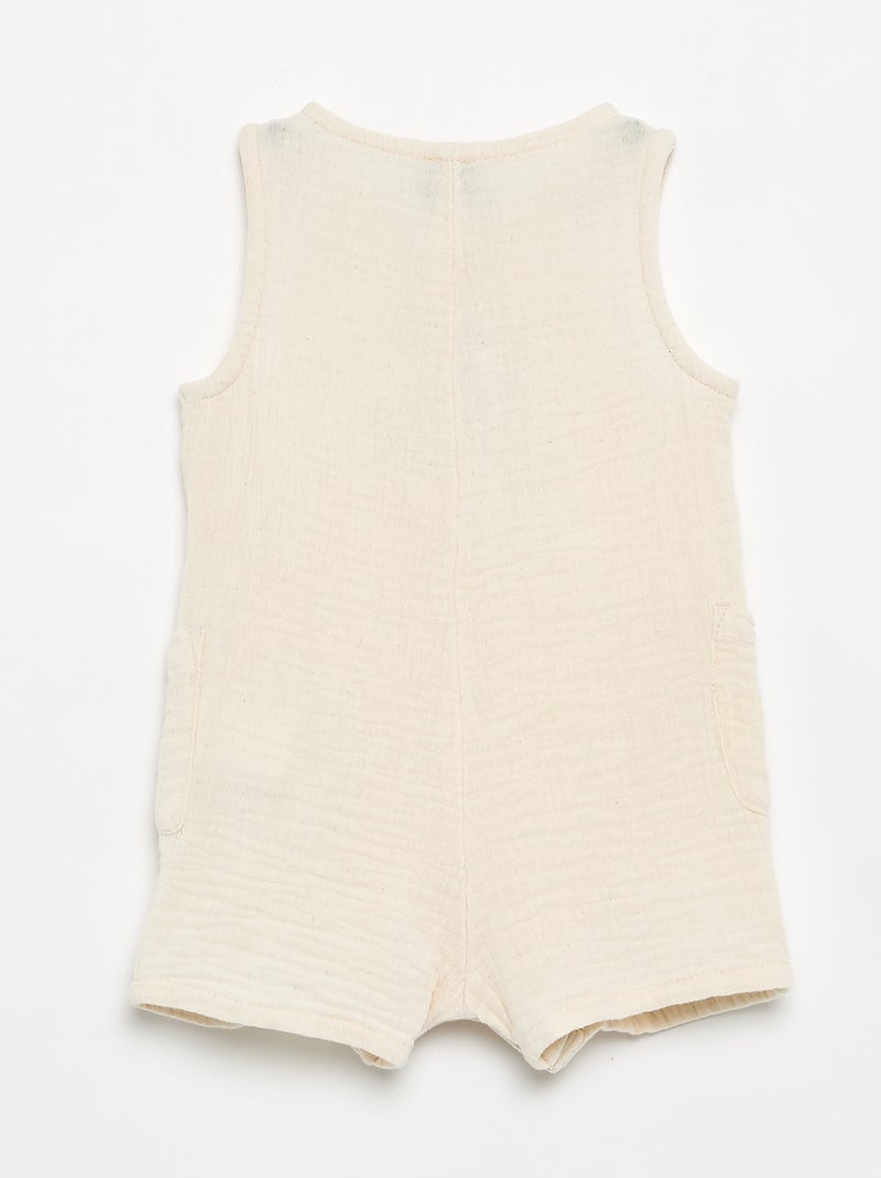 Mouwloos boxpakje van mousseline katoen Beige - Kiabi