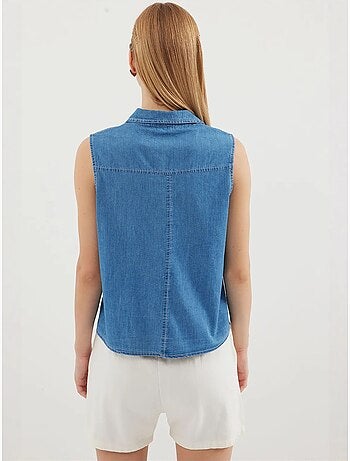 Mouwloos denim overhemd van katoen bdart