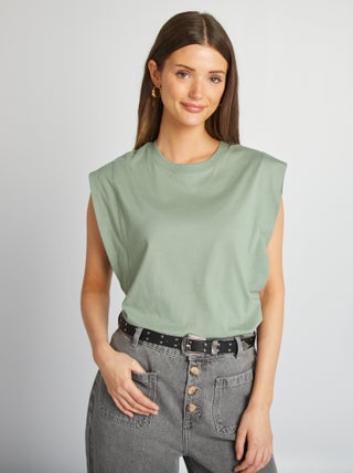 Mouwloos, effen shirt
