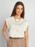 Mouwloos, effen shirt WIT - Kiabi