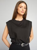Mouwloos, effen shirt zwart - Kiabi
