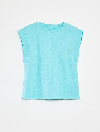 Mouwloos, effen T-shirt