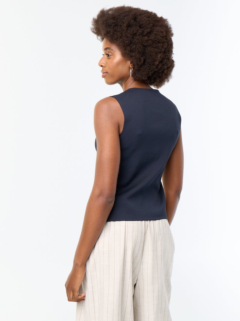 Mouwloos fijngebreid vest Blauw - Kiabi