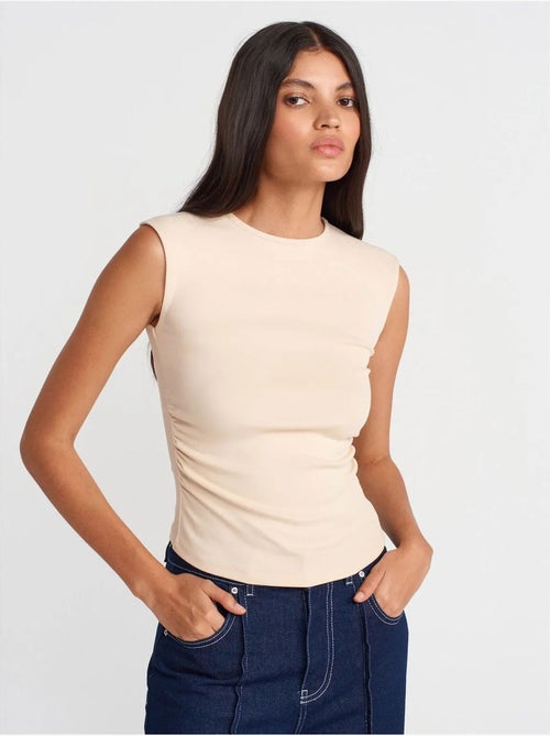 Mouwloos geribd t-shirt met ronde hals en slim fit dilvin - Kiabi