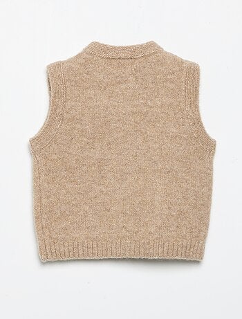 Mouwloos gilet met geborduurde zakken