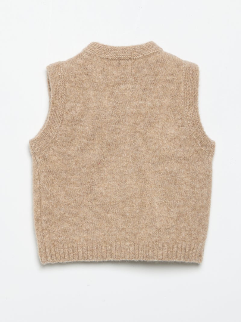Mouwloos gilet met geborduurde zakken Bruin - Kiabi