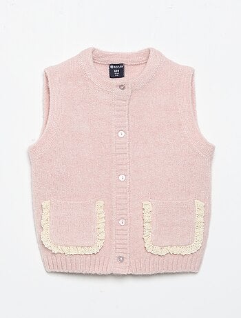 Mouwloos gilet met geborduurde zakken