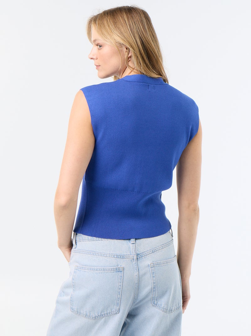 Mouwloos gilet met goudkleurige knopen Blauw - Kiabi