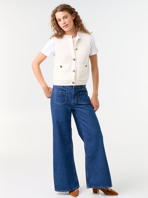 Mouwloos gilet met ronde hals van grof gebreid - Kiabi