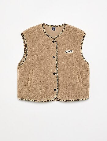 Mouwloos gilet met schapenvachteffect