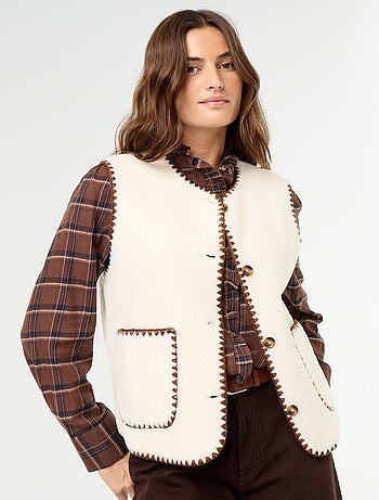Mouwloos gilet met schapenvachteffect