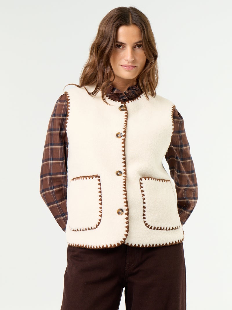 Mouwloos gilet met schapenvachteffect Biege - Kiabi
