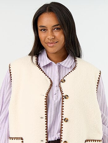 Mouwloos gilet met schapenvachteffect