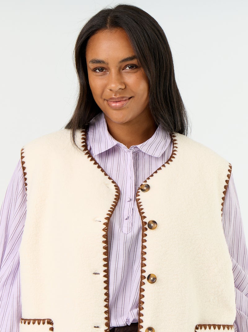 Mouwloos gilet met schapenvachteffect Biege - Kiabi