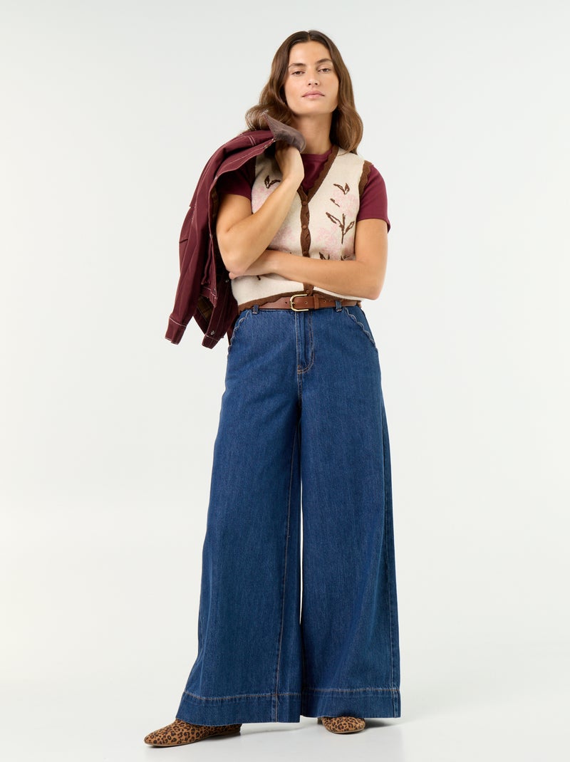 Mouwloos gilet met V-hals Biege - Kiabi