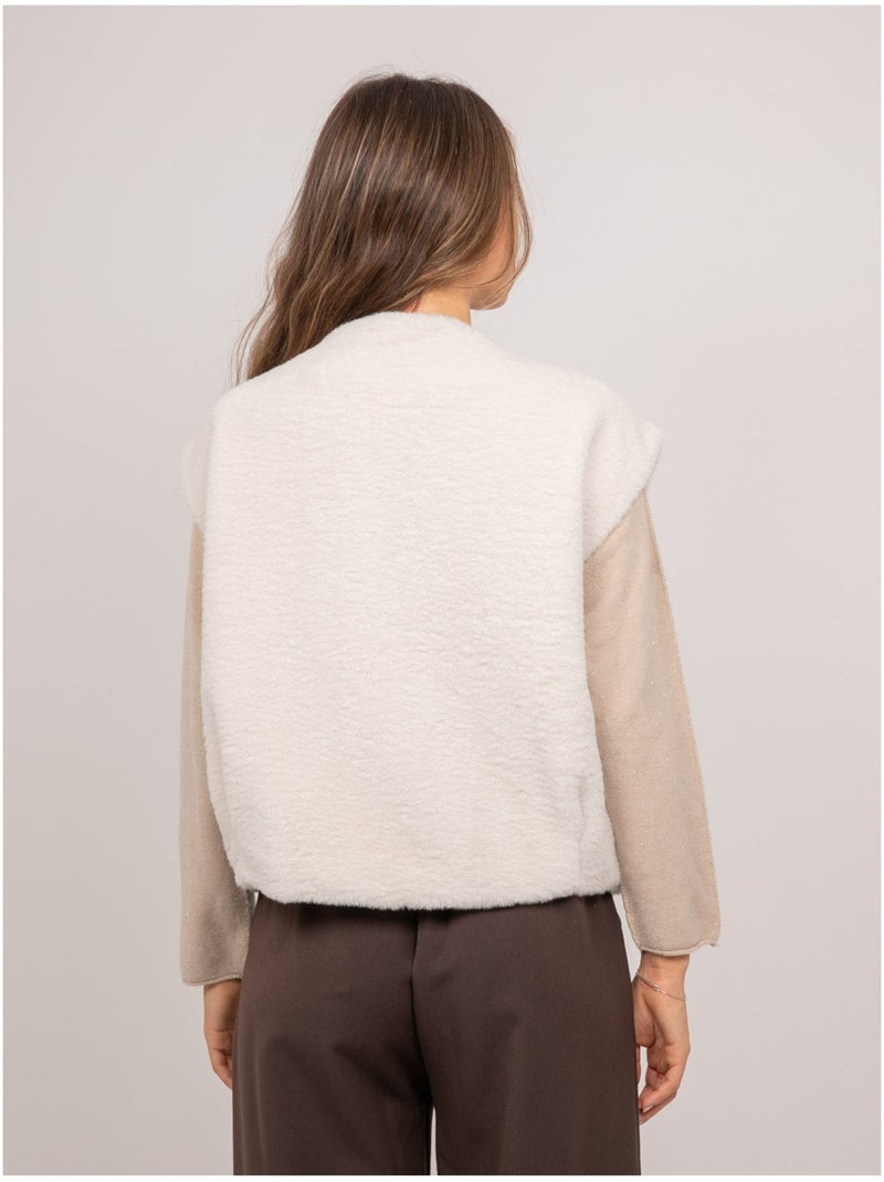 Mouwloos gilet van imitatiebont ulla Ecru - Kiabi