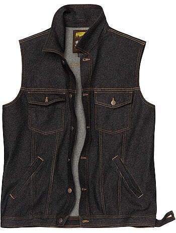 Mouwloos jack van zwart denim - atlas for men