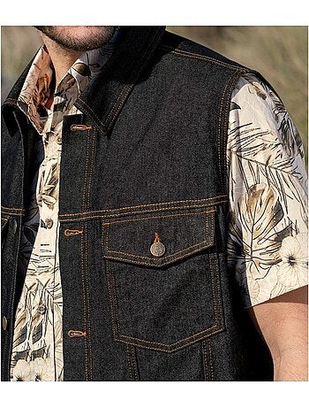 Mouwloos jack van zwart denim - atlas for men