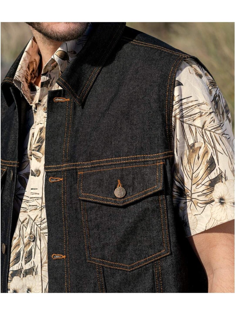 Mouwloos jack van zwart denim - ATLAS FOR MEN Zwart - Kiabi