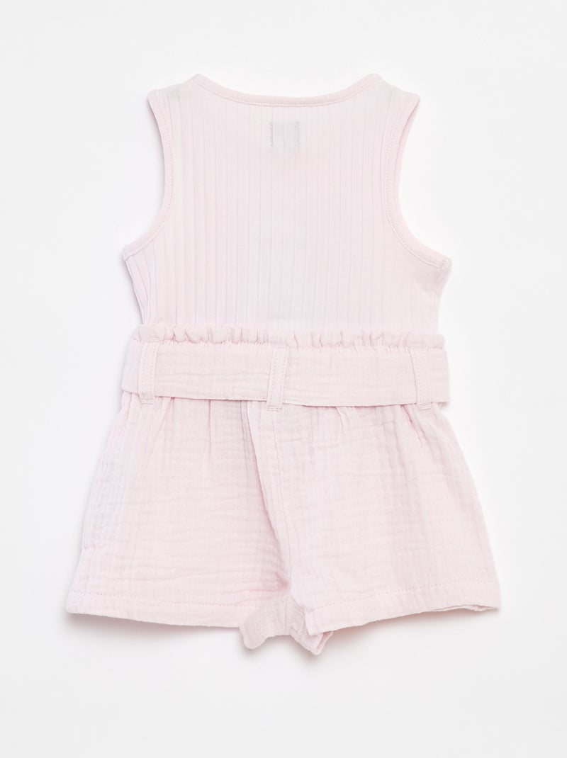 Mouwloos kort babypakje met knoopceintuur ROSE - Kiabi