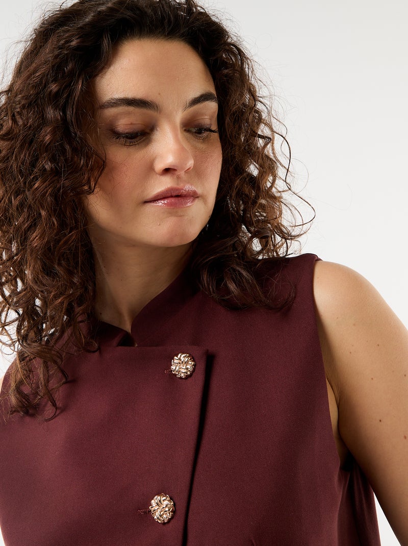 Mouwloos kostuumgilet met asymmetrische opening Bruin - Kiabi
