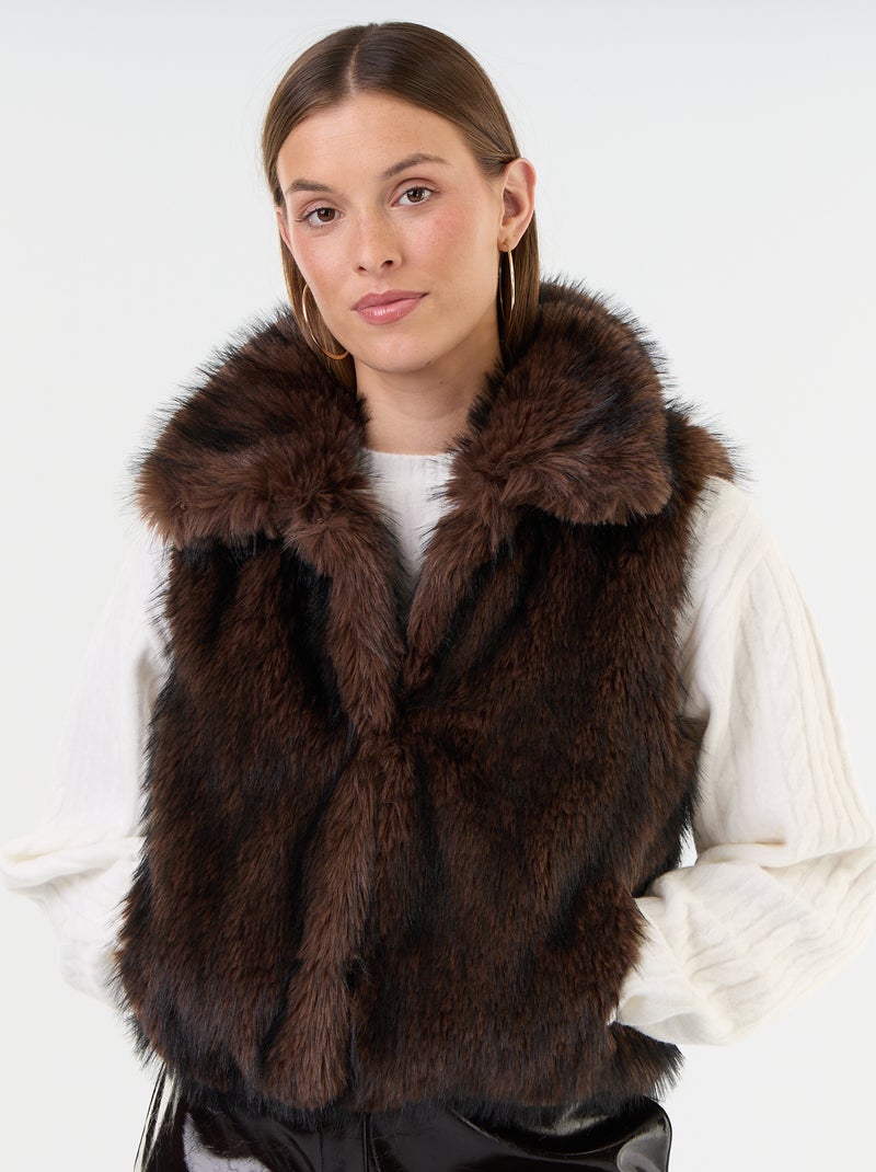 Mouwloos kostuumgilet van imitatiebont Bruin - Kiabi