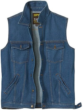 Mouwloos jack van zwart denim - atlas for men
