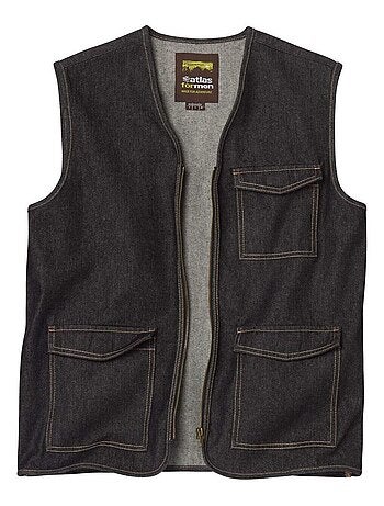 Mouwloos spijkervest met rits - ATLAS FOR MEN