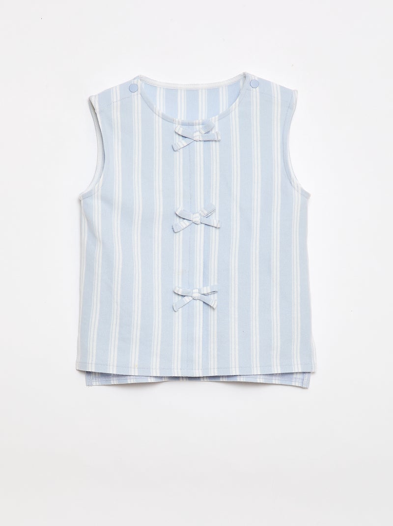 Mouwloos T-shirt met fantasieknopen - makkelijk aan te trekken collectie Blauw - Kiabi