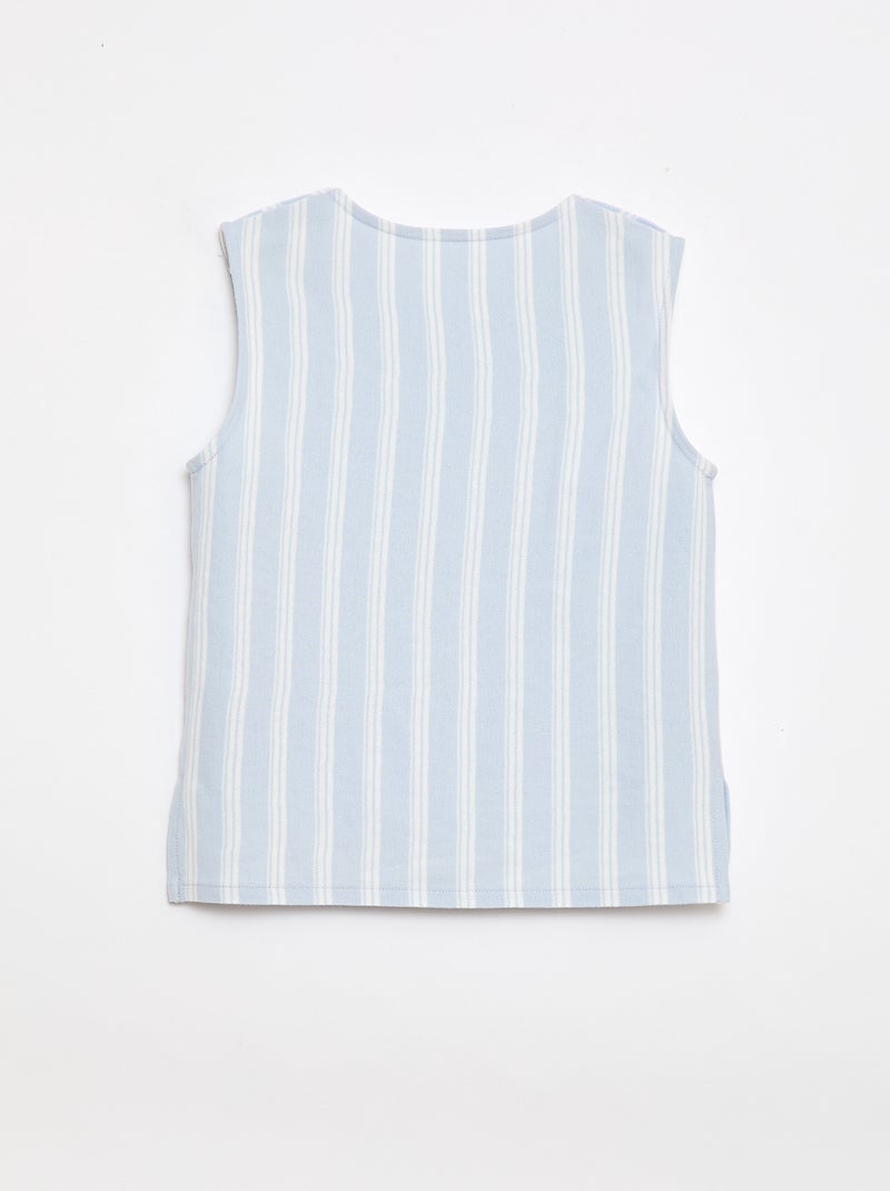 Mouwloos T-shirt met fantasieknopen - makkelijk aan te trekken collectie Blauw - Kiabi