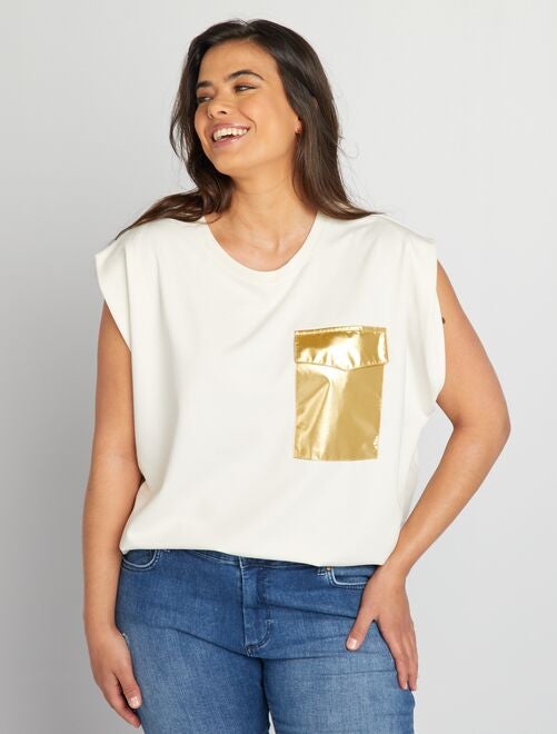 Mouwloos T-shirt met goudkleurig zakje - Kiabi