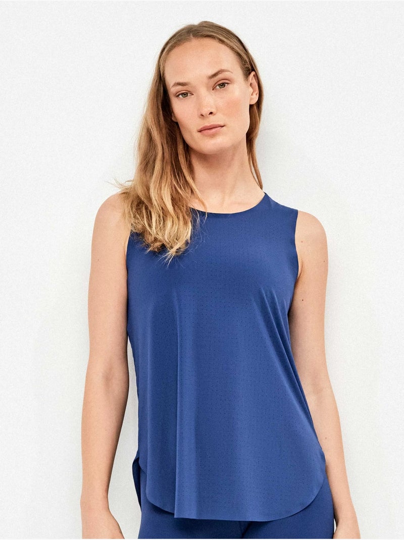 Mouwloos t-shirt met open rug Marineblauw - Kiabi