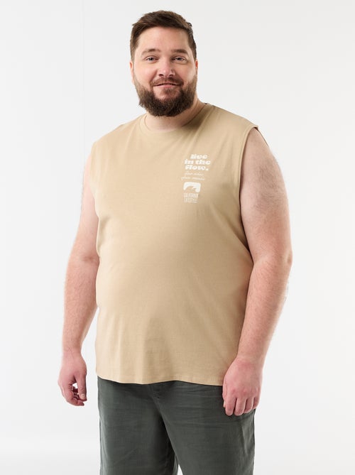 Mouwloos T-shirt van bedrukt katoen - Kiabi