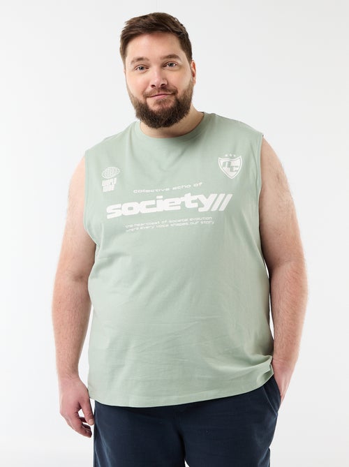 Mouwloos T-shirt van bedrukt katoen - Kiabi