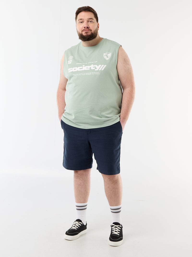 Mouwloos T-shirt van bedrukt katoen Groen - Kiabi