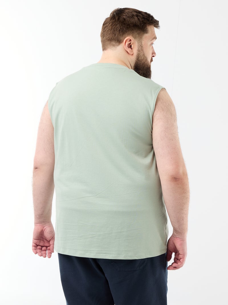 Mouwloos T-shirt van bedrukt katoen Groen - Kiabi