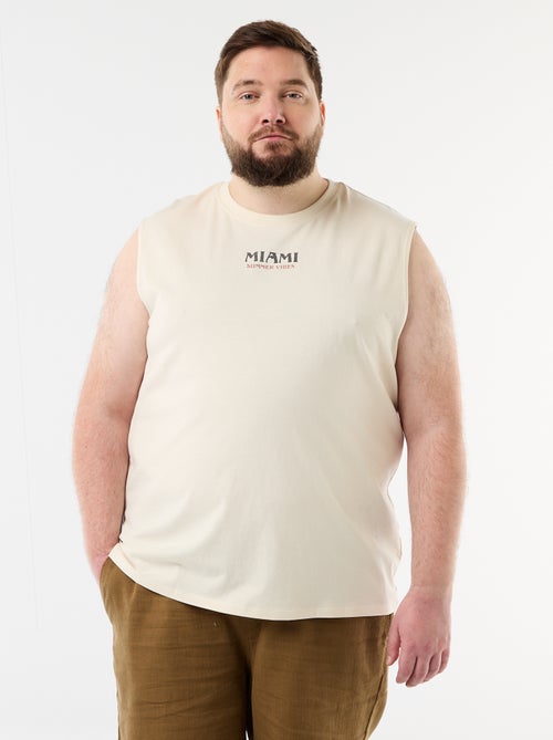 Mouwloos T-shirt van bedrukt katoen - Kiabi