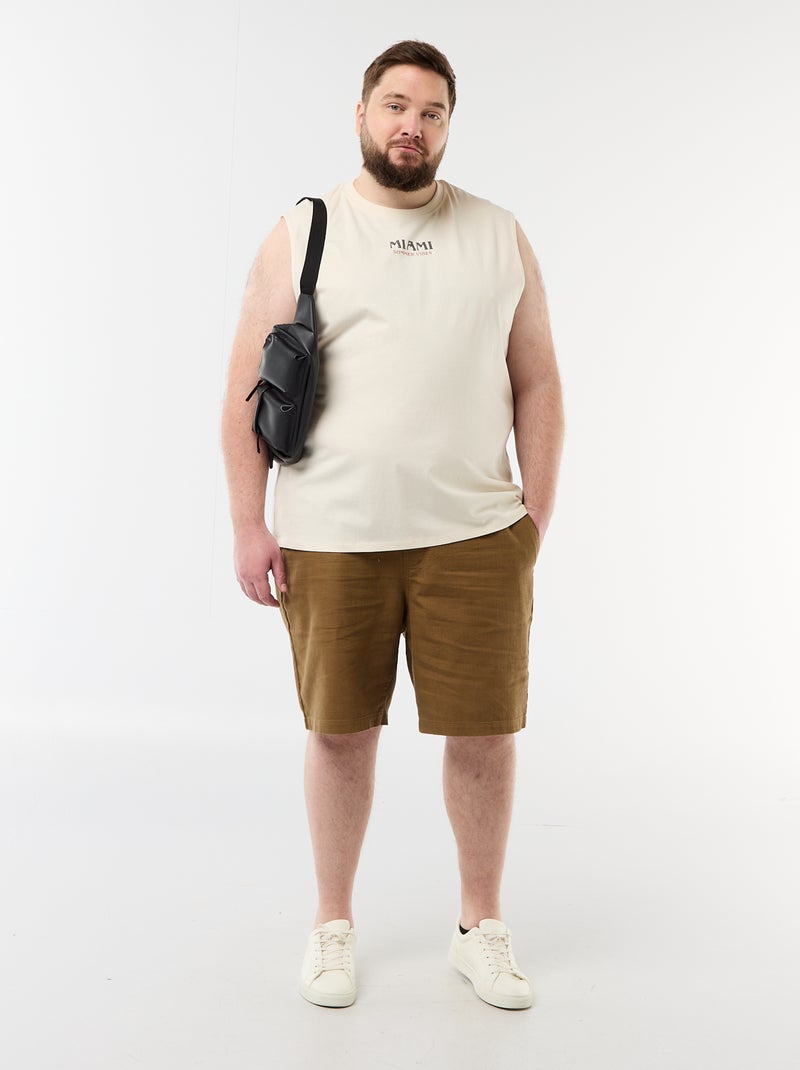 Mouwloos T-shirt van bedrukt katoen Wit - Kiabi