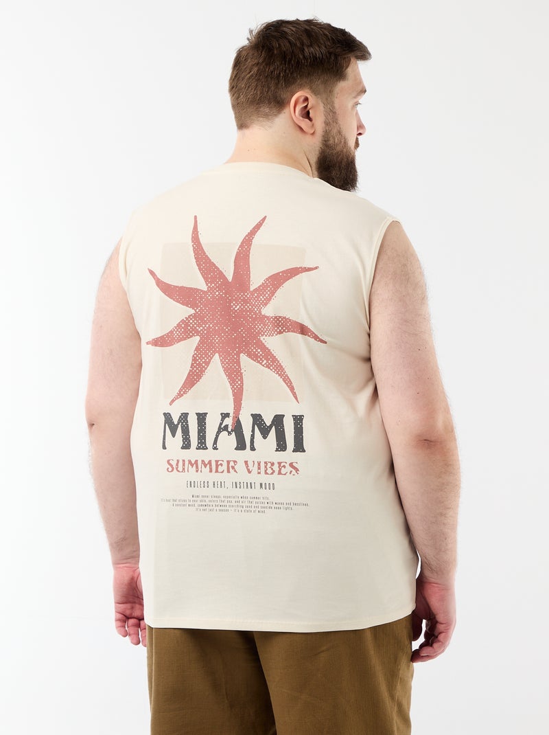 Mouwloos T-shirt van bedrukt katoen Wit - Kiabi