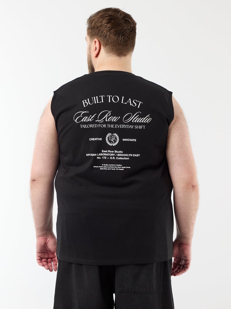 Mouwloos T-shirt van bedrukt katoen Zwart - Kiabi