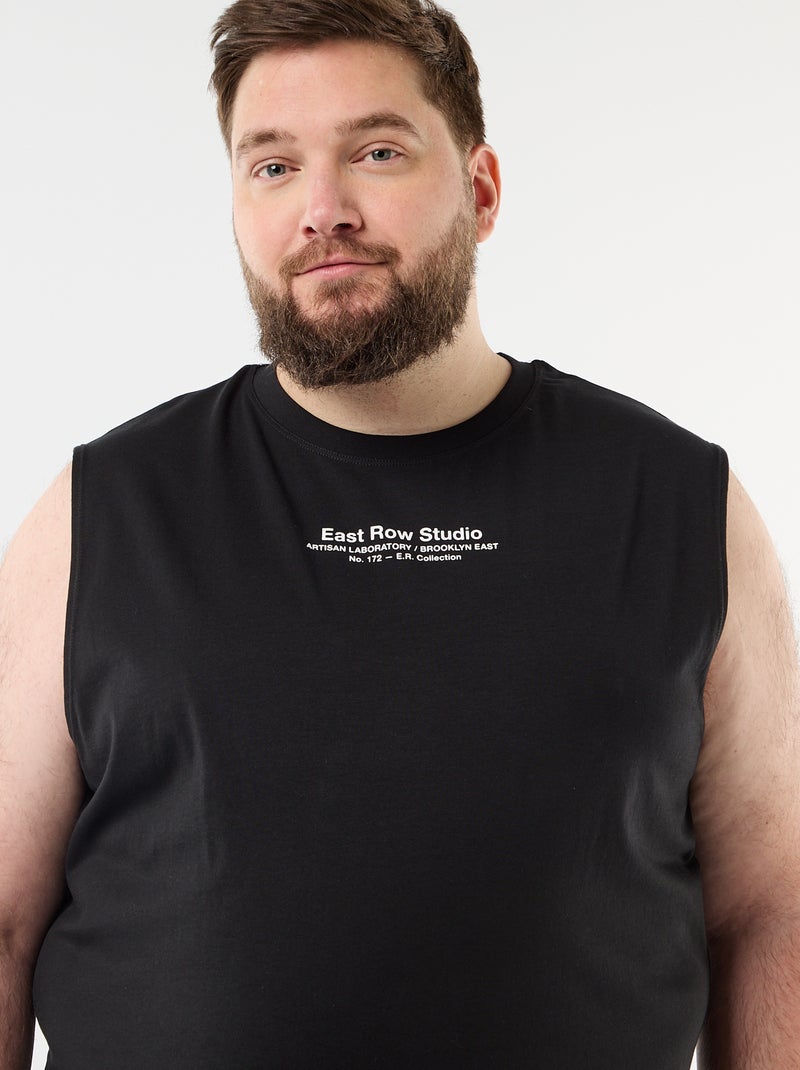 Mouwloos T-shirt van bedrukt katoen Zwart - Kiabi