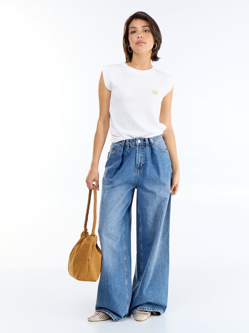 Mouwloos T-shirt van jerseytricot Biege - Kiabi