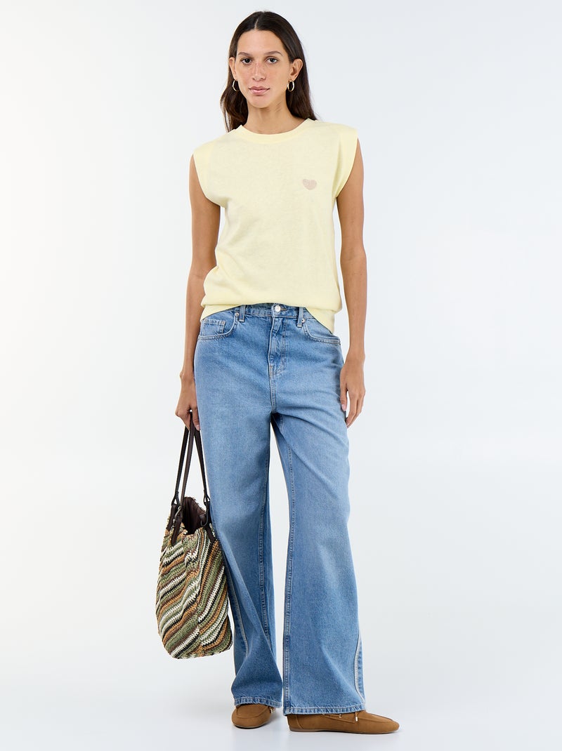 Mouwloos T-shirt van jerseytricot Geel - Kiabi