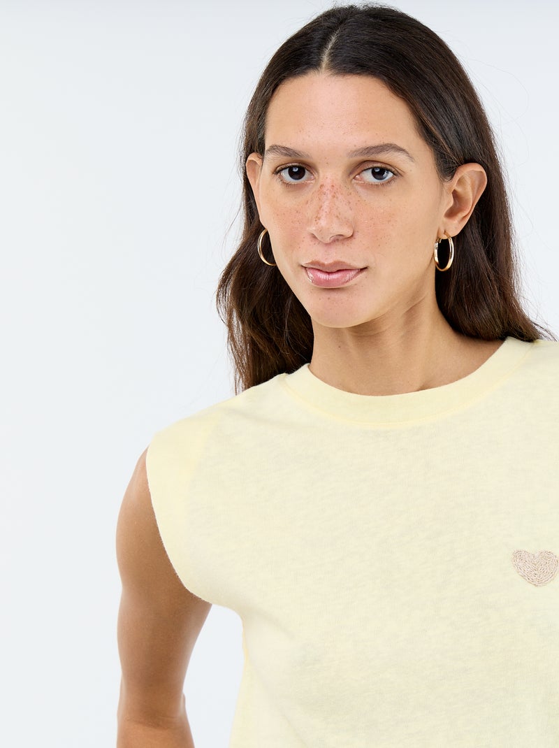 Mouwloos T-shirt van jerseytricot Geel - Kiabi